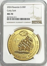 2024 GOLD 100 MINTED RWANDA 100 FRANCS SHIP CUTTY SARK 1 oz NGC MINT STATE 70 4925.00 per troy oz