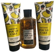 Bath Body Works Iced Lemon Pound Cake Body Cream X2 Body Wash 3pc Full Size