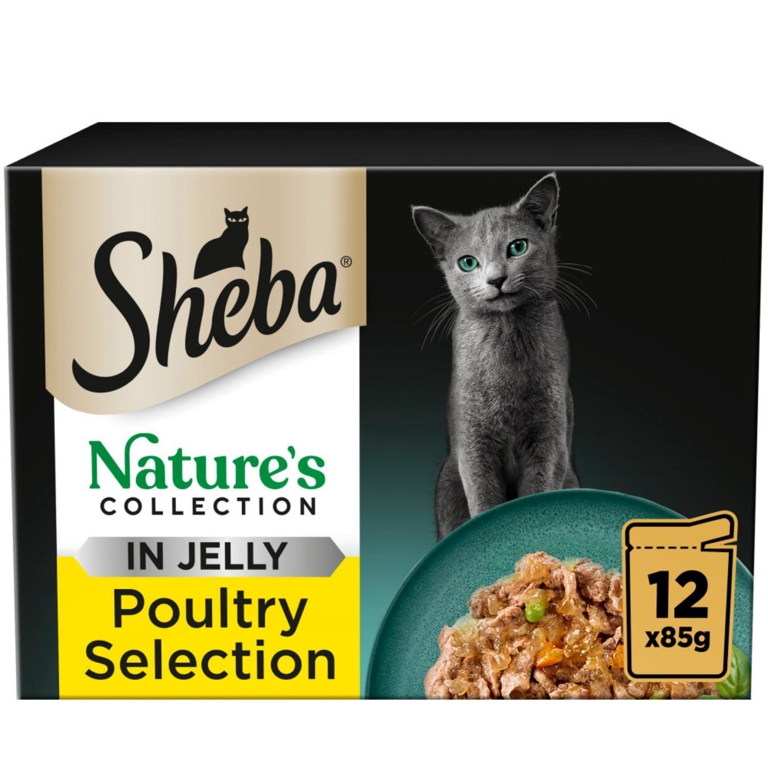 144 x 85g Sheba Natures Collection Adult Cat Food Pouches Mixed Poultry in Jelly