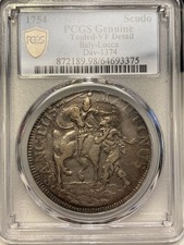 1754 SCUDO DAV-1374 PCGS VF DETAILS NICE LUSTER CROWN SIZED SILVER HARDER DATE