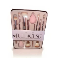 Glitz & Glam Pink Rhinestone 11 Piece Full Face Makeup Brush Sponge Gem Set