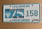 1999 Illinois Special Event Clarendon Hills 75th Anniv License Plate 158 — photo 1