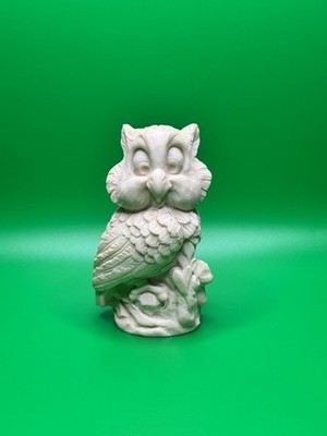 Sculptor Signed A. Santini Carved Perched Owl Figure Italy Ivory Color VTG