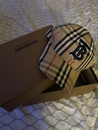 Burberry London England Women's Plaid Baseball Cap Beige Adjustable Size M