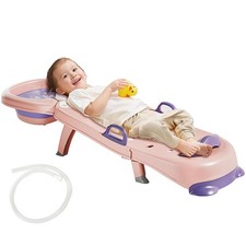 Adjustable Kids Shower Seat Shampoo Chair - Foldable Bath Station for Ages