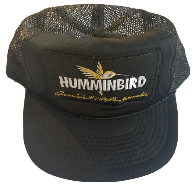 VTG HUMMINGBIRD TRUCKER HAT CAP PATCH DEPTH SOUNDERS FISH FISHING