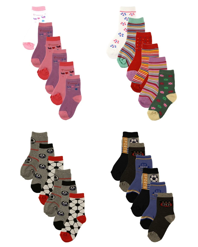 SOCK STACK 6 Paar Jungen Mädchen Thermo Socken Kinder dick angeraut warm Stiefel Welly Socke