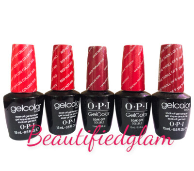 RED Bundle set of 5 by OPI Soak Off Gel Nail Polish (15ml/0.5oz.)BN
