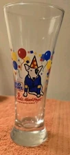 Vintage 1987 Spuds MacKenzie Bud Light Beer Party Animal 7” Tall Glass Pilsner