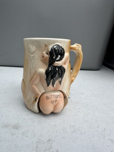 PIN UP Vintage  Mug BOTTOMS UP Articulated 🍑Bikini Novelty Rare - Picture 1 of 5