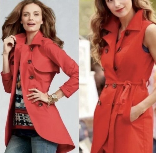 cabi red trench coat