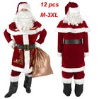 Santa Claus Costume for Men 12pc. Santa Suit Adult Deluxe Velvet Christmas Sant
