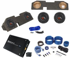 Dual 10" Sub Box Subs Amp Wire Kit For 2002-15 Dodge Ram Quad Cab 1500/2500/3500