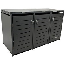 Mülltonnenbox 3-er Mülltonnenhaus 3x kleine Tonne 120 Liter 175x62x102cm, grau