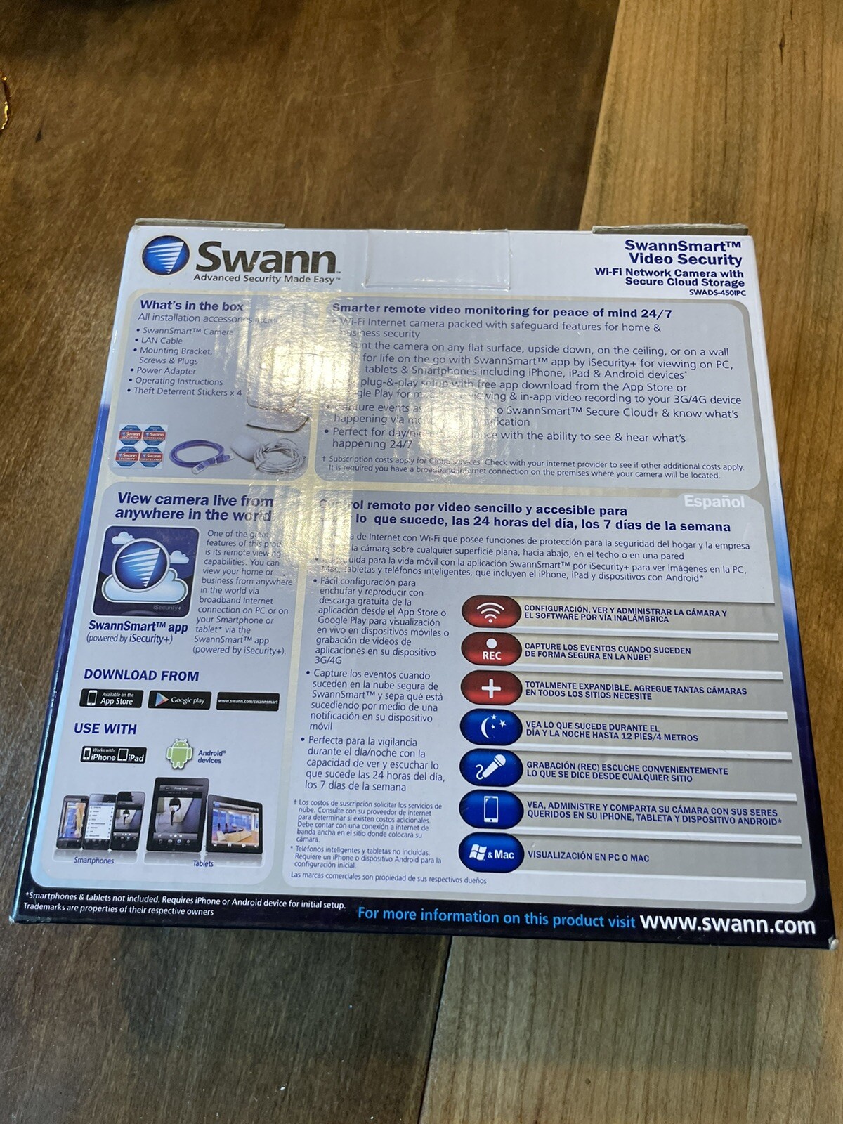 SWANN SWADS-450IPC UK ADS-450 SwannSmart Wi-Fi Network Camera Secure Cloud