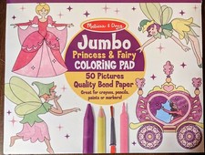 Melissa  Doug - Princess  Fairy Jumbo Coloring Pad NEW Art Crafts