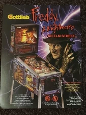 Freddy Nightmare on Elm St - Gottlieb Pinball ORIGINAL Promo Advertising Flyer