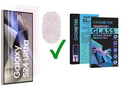 FONETEK 2x For Samsung Galaxy S24 Ultra [Fingerprint ID] Tempered Glass Screen Protector
