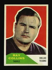 1960 FLEER #129 RAY COLLINS AUTOGRAPHED SIGNED PERFECTLY CENTERED HQ CARD TEXANS
