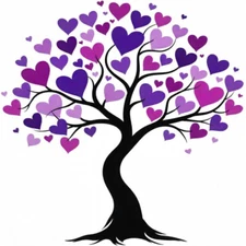 30 Custom Purple Hearts Black Tree Personalized Address Labels