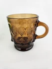 Vtg Fire King Anchor Hocking Kimberley Diamond Clear Amber Glass Coffee Cup