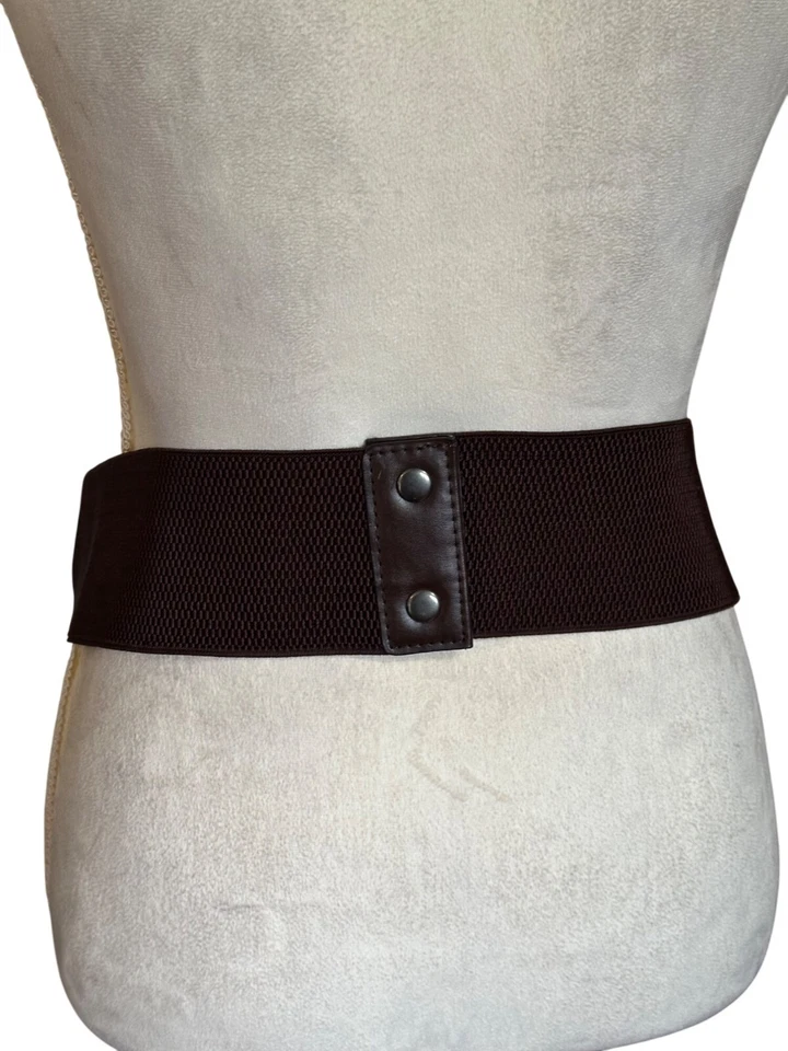 Y2k Braided Brown Waist Belt With Faux Leather Design & Snap Closure M/L Size - Image 2 of 4