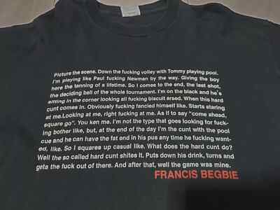 rare Vintage 90s Trainspotting FRANCIS BEGBIE TOMMY T Shirt XL