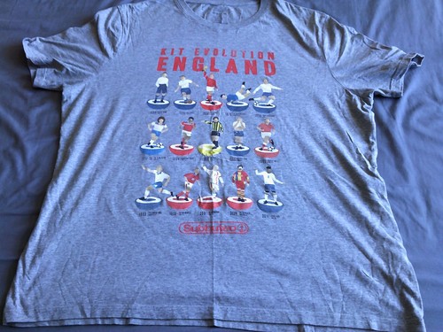 T-shirt Subbuteo Inghilterra kit evoluzione calcio Regno Unito Taglia XL M&S