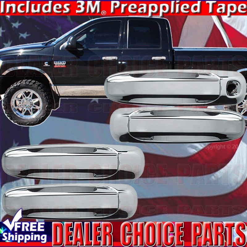 Chrome Door Handle Covers For 2005-2011 Dodge Ram & Dakota 2Dr – Set Of 4, No Passenger Key