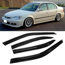 For 96-00 Honda Civic Sedan JDM Side Window Visors Sun Rain Guards Deflectors