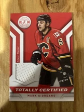 2013-14 PANINI TOTALLY CERTIFIED MARK GIORDANO JERSEY Game Used TC-MGI Flames