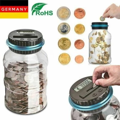 MARKELOS Spardose mit Zählwerk Münzzähler Sparschwein Digital Sparbüchse LCD Display 1.8L