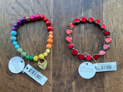 CHAVEZ FOR CHARITY 2   BEADED STRETCHY BRACELETS