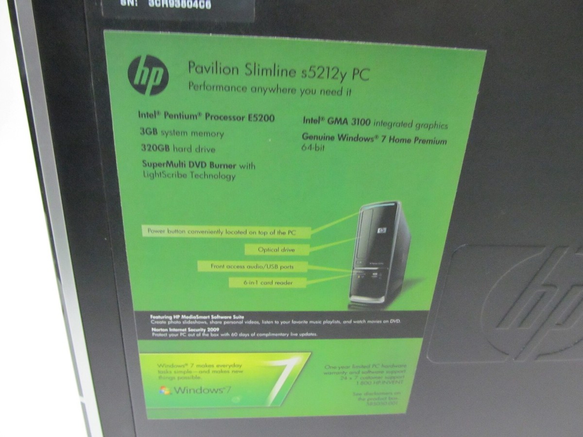 HP Pavilion s5212y Slimline Desktop Computer Tower PC w/ Windows 7