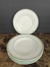 Set Of 4 POTTERY BARN Bistro Marina Green Stripe 10" Soup Pasta Bowls