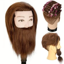 Mannequin Head Human Hair Training Head for Hair Styling Barber Mannequin Hea...