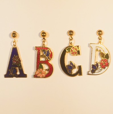  LETTER EARRINGS A B C D E F G H I J K L M N O P R S T V W Y  Gold Plated 