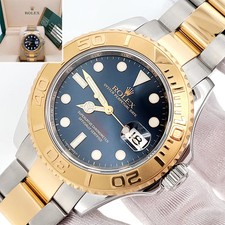 2009 Rolex Yacht-Master Blue Dial Yellow Gold/Steel 40mm Watch 16623 Box Papers