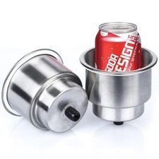 Marinebaby 2Pcs Stainless Steel Cup Drink Holder with Drain Marine Boat Rv Ca...
