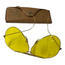 Vintage Ray Ban Bright Yellow Sunglasses Bausch Lomb Aviator Hook Ear