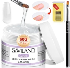 Builder Nail Gel Kit - 60G Clear Nail Extension Gel Set with 100 Nail Forms