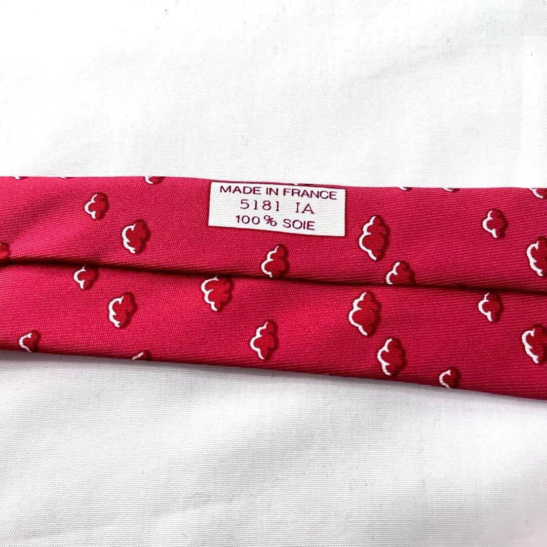HERMES Tie Silk Small Pattern Cloud Pattern Red - image 7