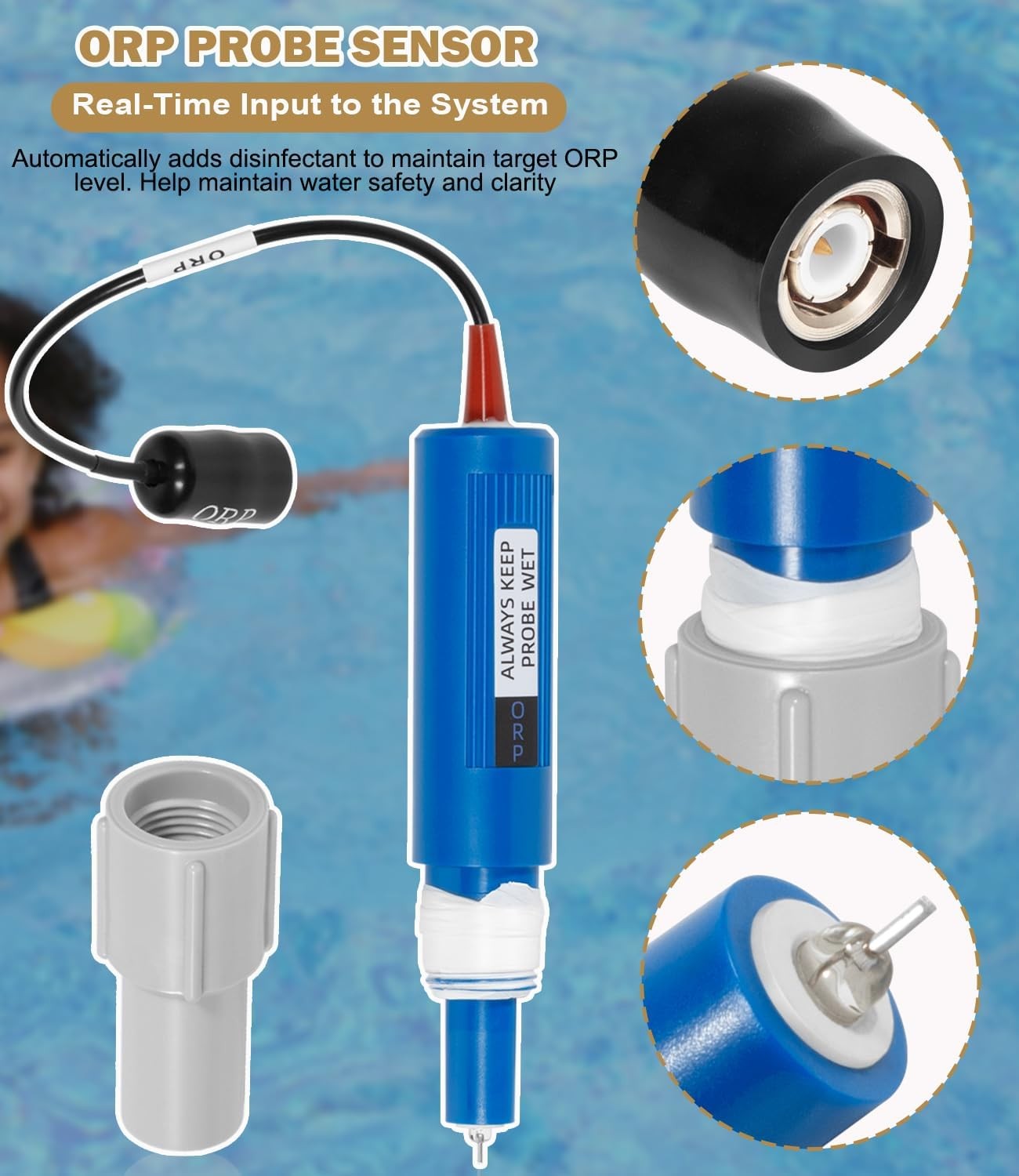 Replacement for Hayward Sense and Dispense GLX-PROBE-ORP ORP Probe