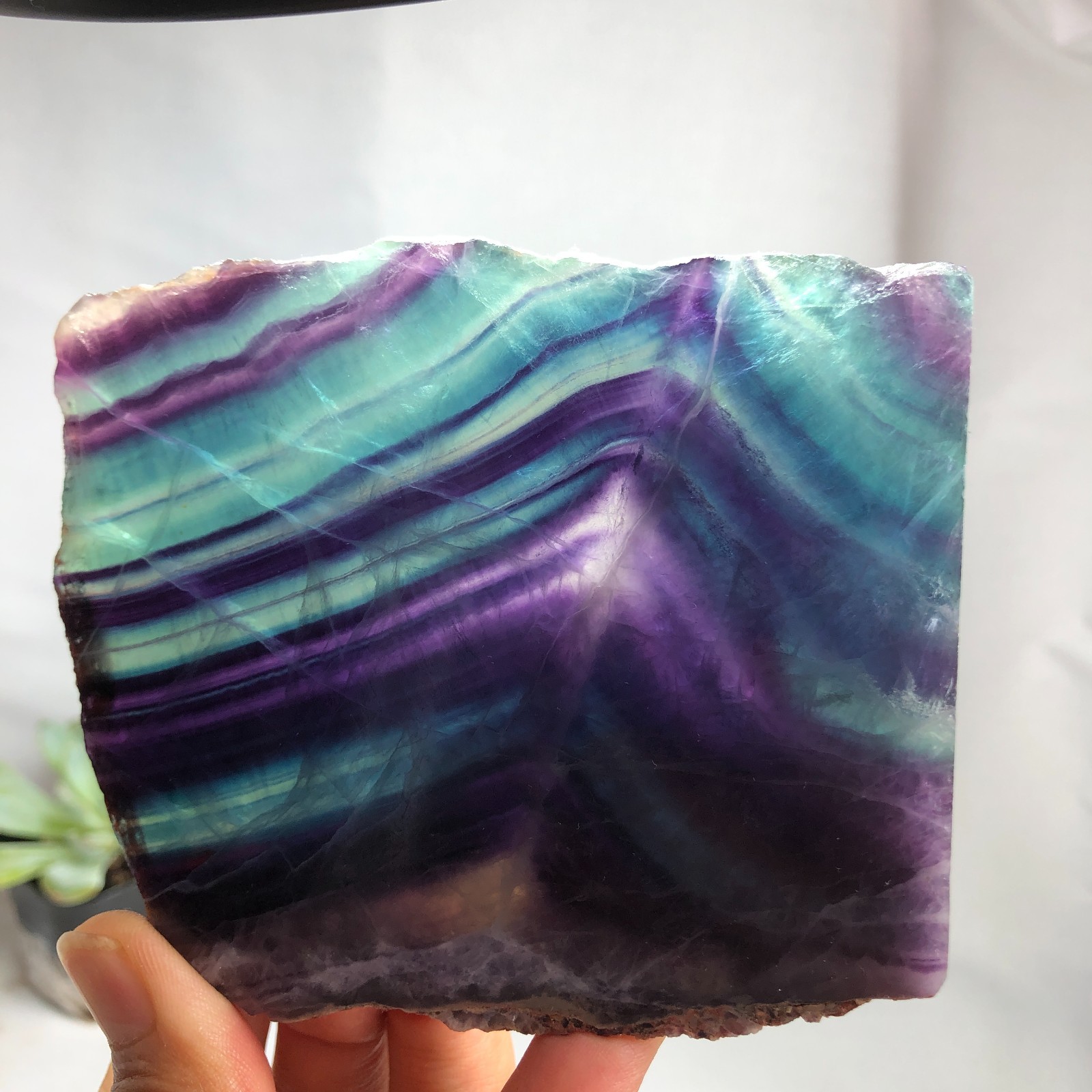 Natural Rainbow Fluorite Crystal Polished Specimen 316g Original Cut g8091