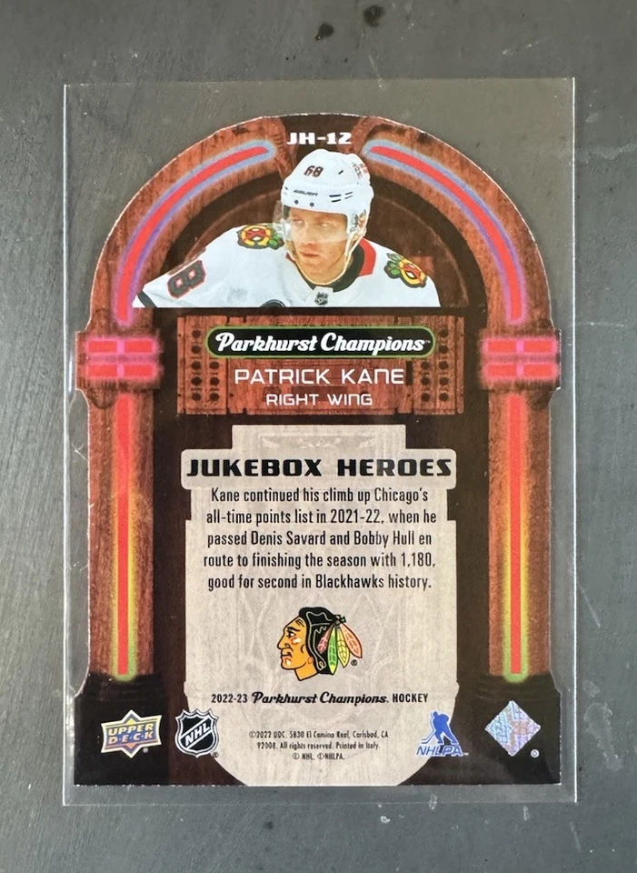 2022-23 PARKHURST CHAMPIONS HOCKEY PATRICK KANE GOLD JUKEBOX HEROES SP #JH-12 - Image 2 of 2