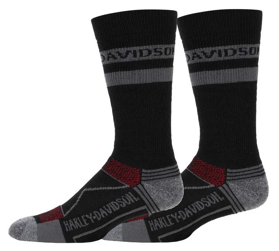 NEW GENUINE HARLEY DAVIDSON D99276670-001 2PK MEN'S LARGE SPORT STRIPE SOCKS - Bild 2 von 3