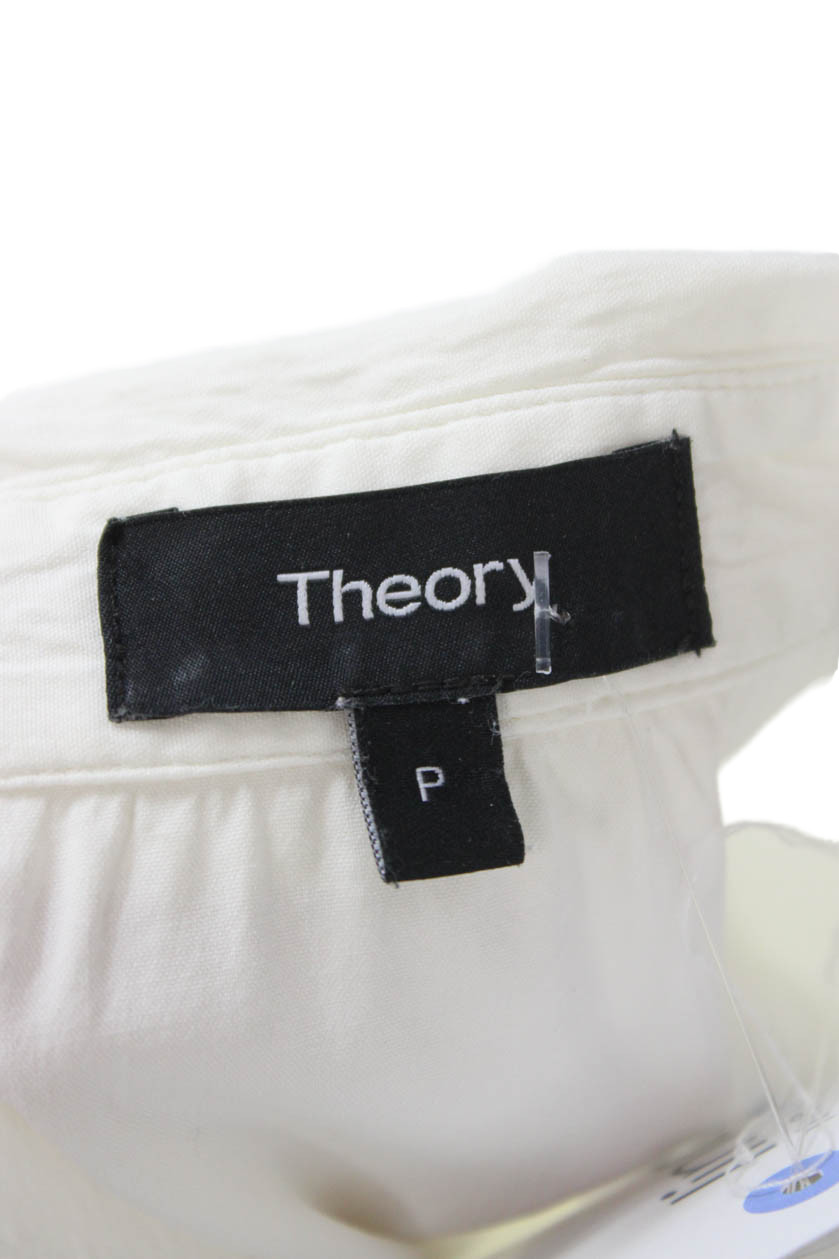 Theory Womens Basic White Button-Up Collared 3/4 … - image 4