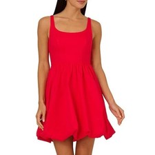 Adrianna Papell Bubble Hem Dress Womens 8 Scarlet Red Square Neck Sleeveless New