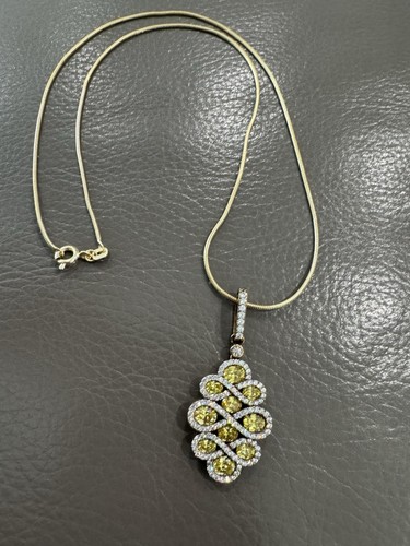 Stunning Gold Over STERLING SILVER YellowCZ Necklace PENDANT