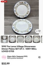 RESERVED SET OF 14 - 1995 The Lenox Village Dinnerware DiSHES - VERY WELL LOVED